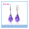 Moda jóias de cristal roxo loja de moda 925 brinco de prata esterlina